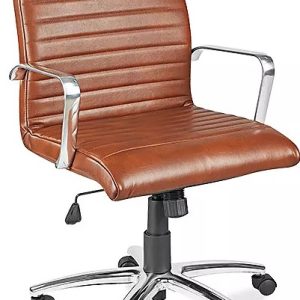 Savalo SOFCH032118R Office Leather Chair with 2.5 inch Seating and Back Cushion, 5 Wheels, in Brown